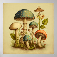 Vintage Mushroom Digital Art 9