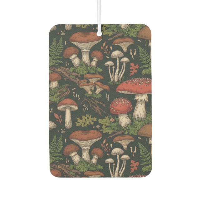 Vintage Mushroom Forest Botanical Car Air Freshener (Front)