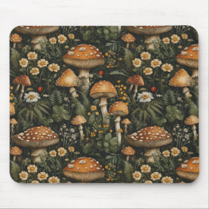 Vintage Mushroom Garden Seamless Pattern Mouse Pad