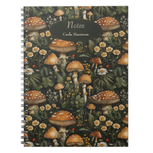 Vintage Mushroom Garden Seamless Pattern Notebook