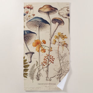 Vintage Mushroom Naturalist Beach Towel