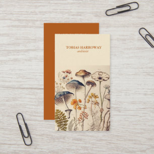 Vintage Mushroom Naturalist Burnt Orange Business Card