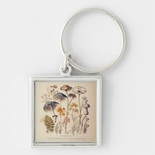Vintage Mushroom Naturalist Key Ring