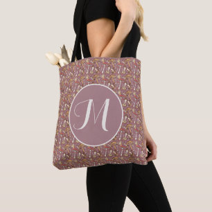 Vintage Mushroom pattern and personalised  Tote Bag