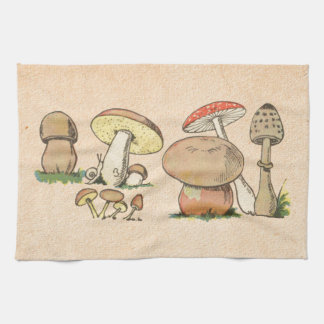 Vintage Mushroom Print Tea Towel