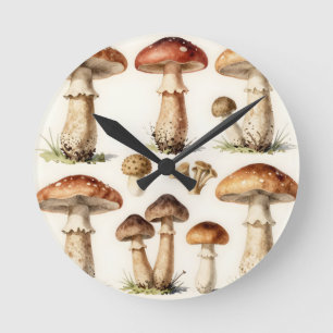 Vintage Mushroom Toadstool Botanical Fungi  Round Clock