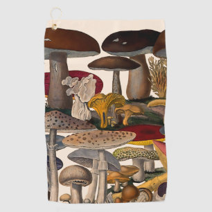 Vintage mushrooms illustration golf towel