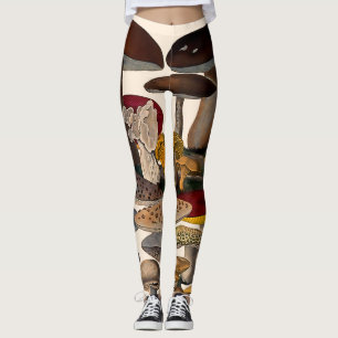 Vintage mushrooms illustration leggings