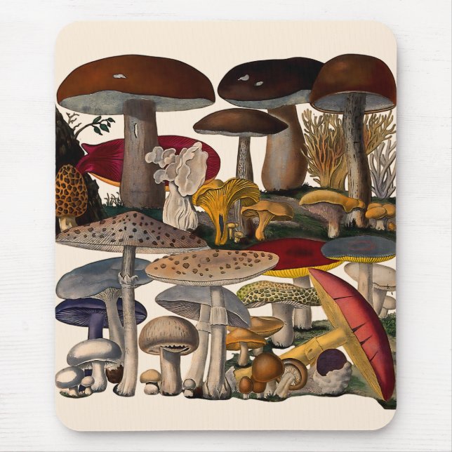 Vintage mushrooms illustration mouse pad (Front)