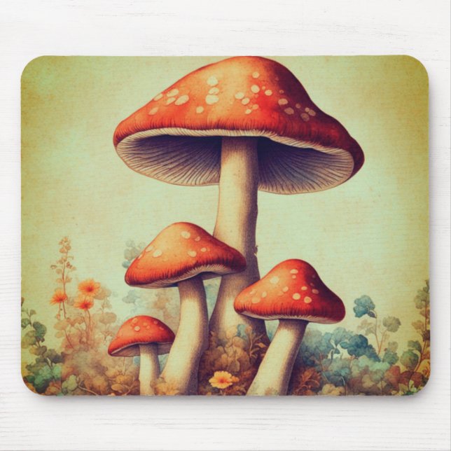 Vintage Mushrooms Mouse Pad (Front)