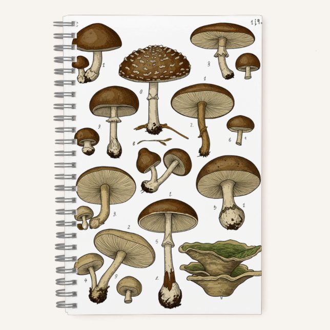 Vintage Mushrooms Notebook (Front)