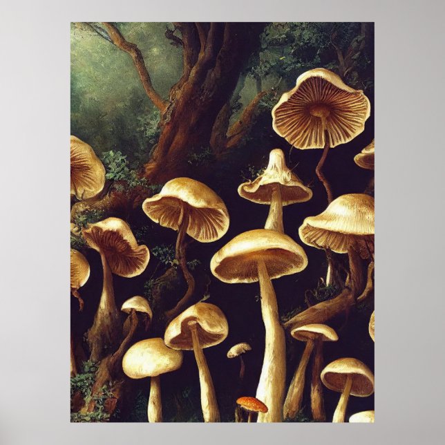 Vintage Mushrooms Poster (Front)
