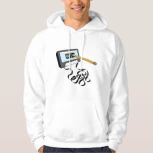 Vintage Music 80s 90s With Pencil Winding Up a Cas Hoodie