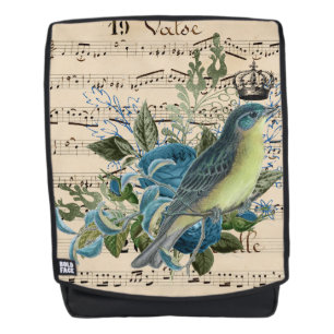 Vintage Music and Blue Bird Backpack