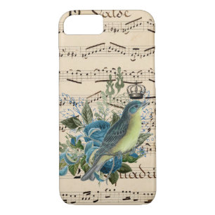 Vintage Music and Blue Bird Case-Mate iPhone Case