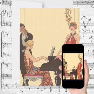 Vintage Music, Art Deco Pianist Musician Invitaion Invitation