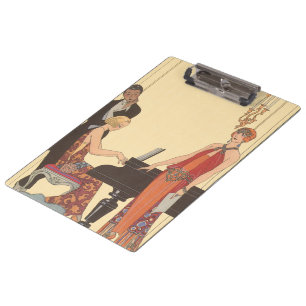 Vintage Music, Art Deco Pianist Musician Singer Clipboard