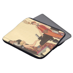 Vintage Music, Art Deco Pianist Musician Singer Laptop Sleeve