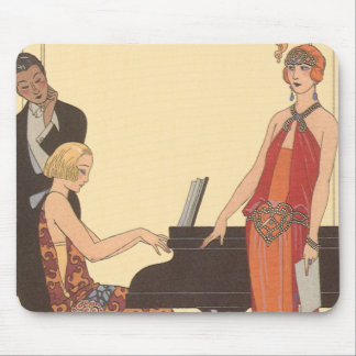 Vintage Music, Art Deco Pianist Musician Singer Mouse Pad