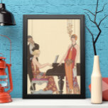 Vintage Music, Art Deco Pianist Musician Singer Poster<br><div class="desc">Vintage illustration art deco fine art musical design with a pianist playing the piano and a singer about to sing and perform with music. The women are wearing classical 20's flapper dress fashionable attire. Incantation by George Barbier. 1922</div>