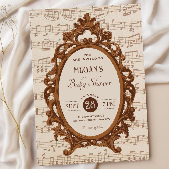 Vintage music baroque baby shower invitation (Creator Uploaded)