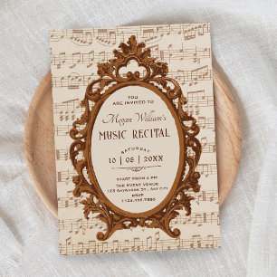 Vintage music baroque recital invitation