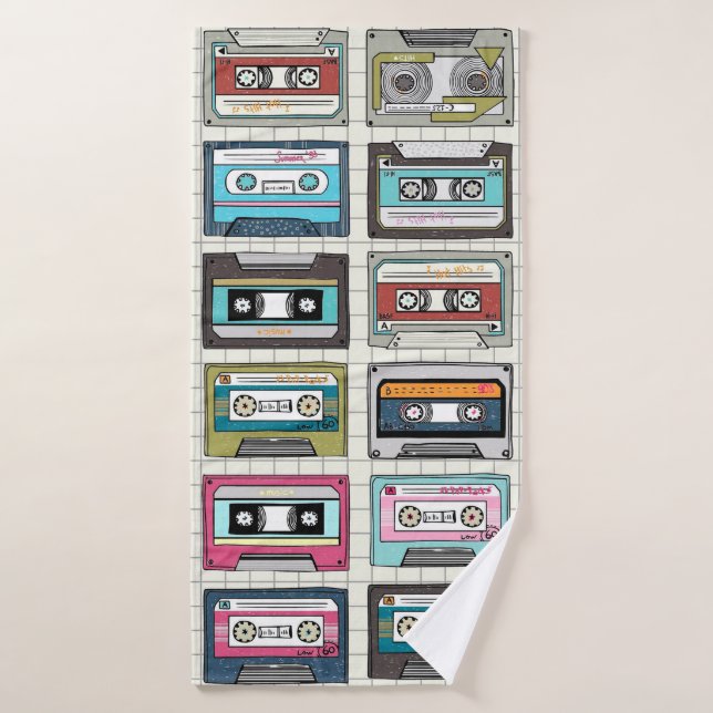Vintage music cassette design bath towel (Bath Towel)