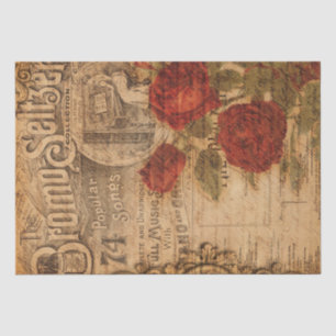 Vintage Music Cover & Rose Shabby Chic Decoupage Tissue Paper