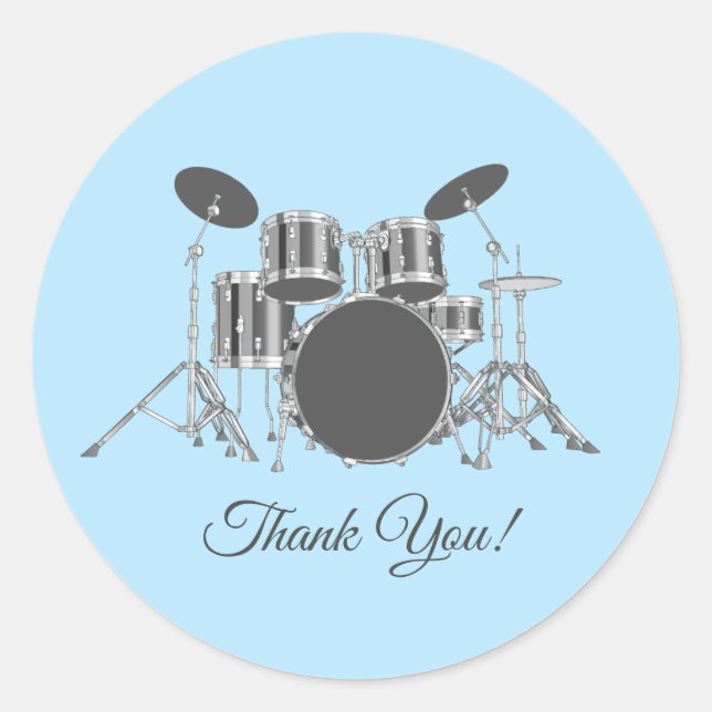 vintage, music, drum set,  round sticker (Front)