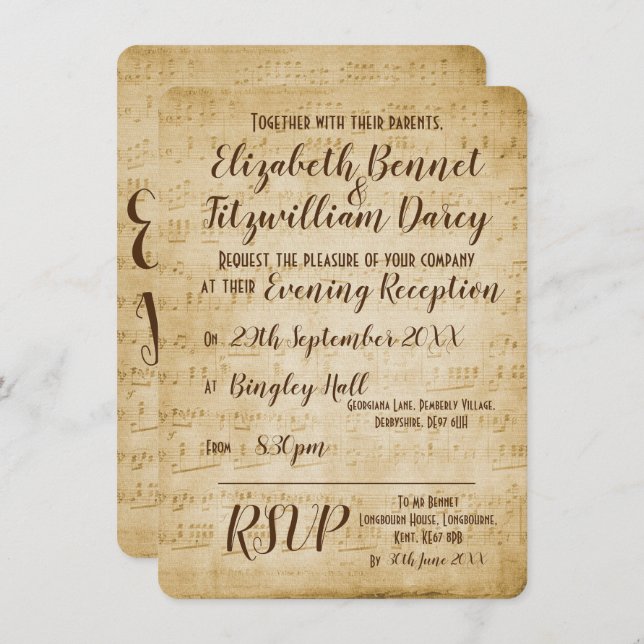 Vintage Music Evening Invitation (Front/Back)