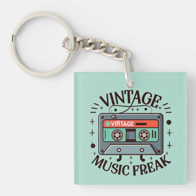 Vintage Music Freak Key Ring (Front)