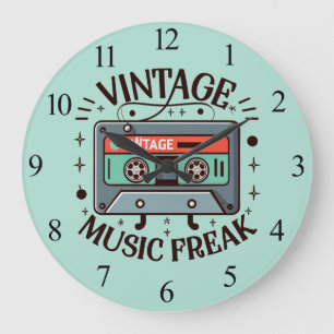 Vintage Music Freak Large Clock