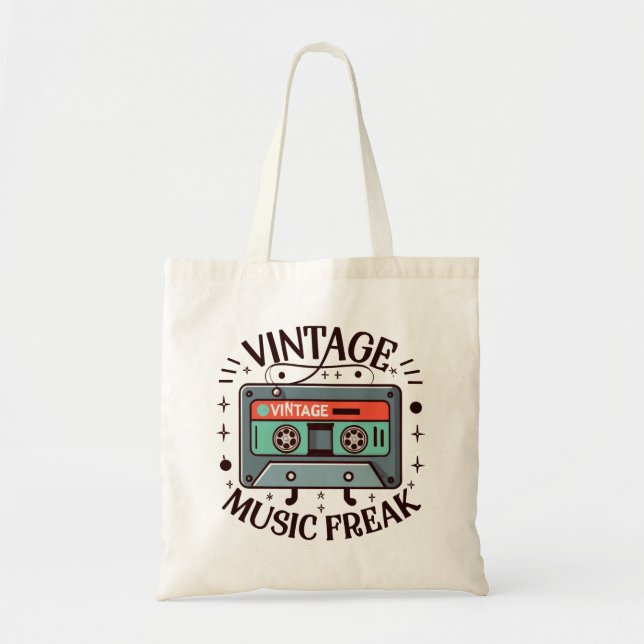 Vintage Music Freak Tote Bag (Front)