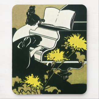 Vintage Music, Miss Traumerei Playing Piano, Reed Mouse Pad