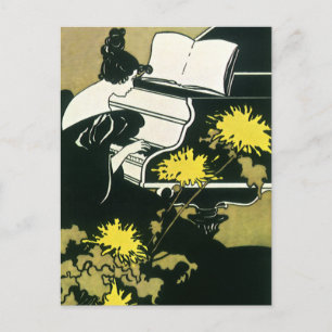 Vintage Music, Miss Traumerei Playing Piano, Reed Postcard