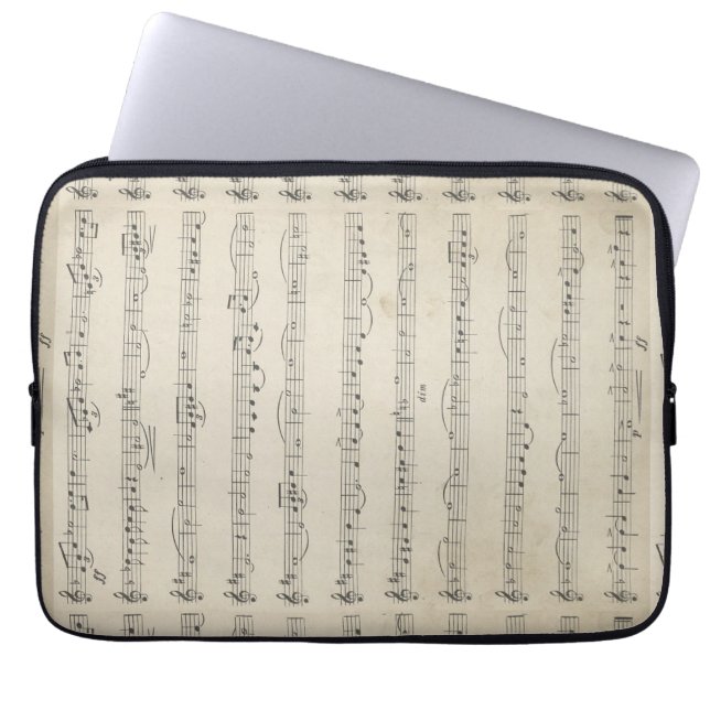 Vintage Music Note  Laptop Sleeve (Front)