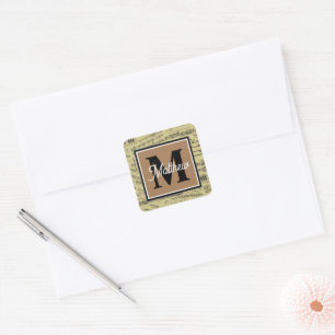 Vintage Music note Musician Monogram Square Sticker