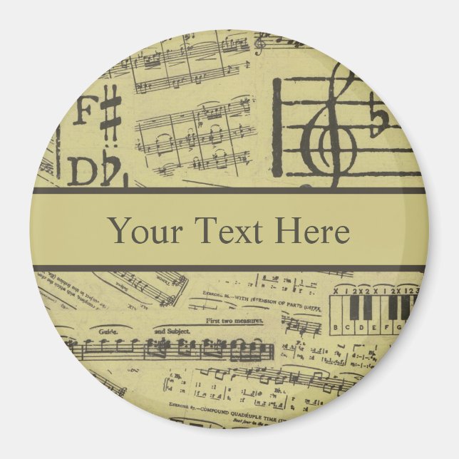 vintage music Note Pattern Music Theme musician   Magnet (Front)