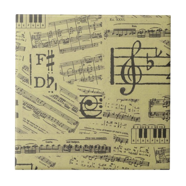 Vintage Music Note Pattern Musician  Tile (Front)