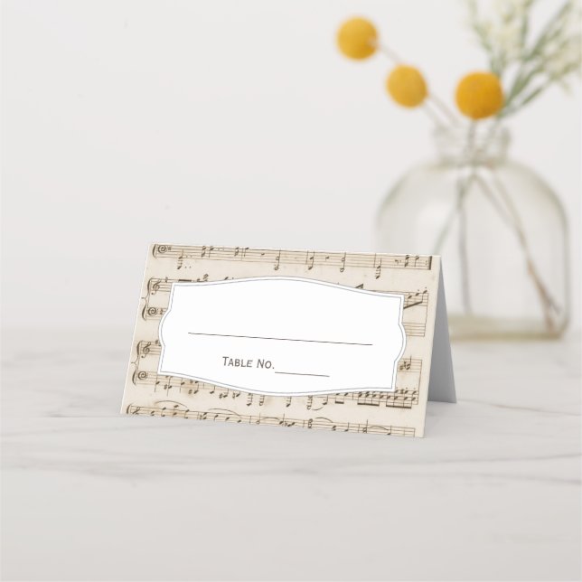 Vintage Music Notes Musical Wedding Place Cards (Front)