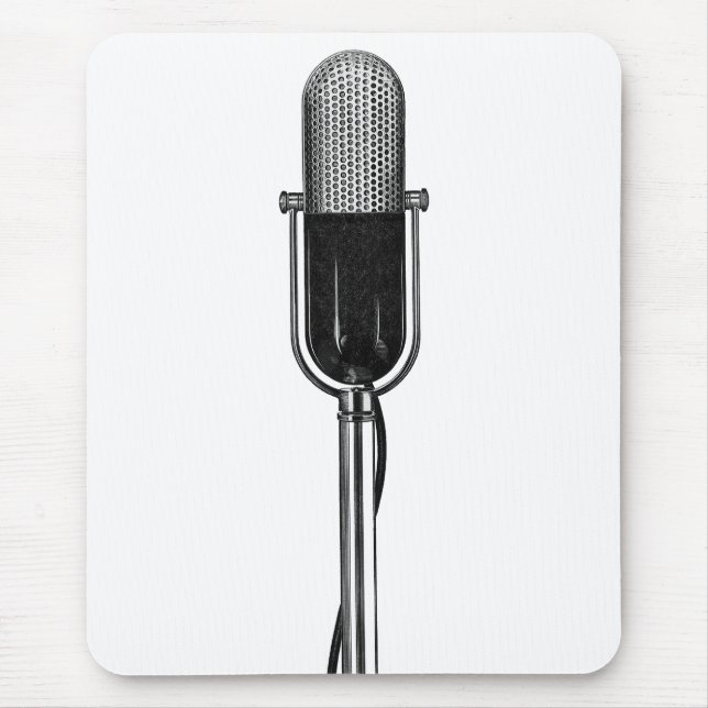 Vintage Music, Old Fashioned Retro Microphone Mouse Pad (Front)