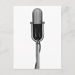 Vintage Music, Old Fashioned Retro Microphone Postcard
