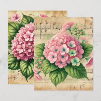Vintage Music Pink & Green Hydrangea Scrapbook