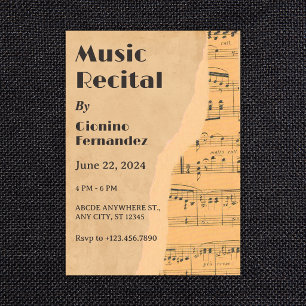 Vintage music recital invitation