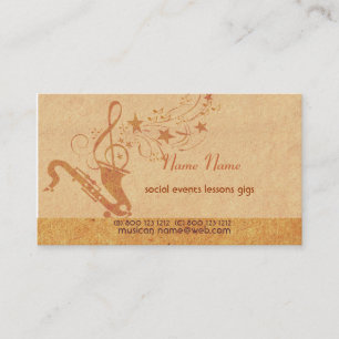 Vintage Music Saxophone Horn Musical Instruments Business Card