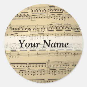Vintage Music Sheet Classic Round Sticker