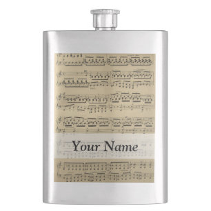 Vintage Music Sheet Hip Flask