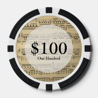 Vintage Music Sheet Poker Chips