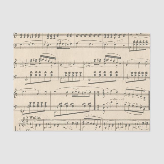 Vintage Music Sheet Stained Paper Decoupage (Front)