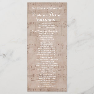 Vintage Music Sheet Wedding Program Custom Programme